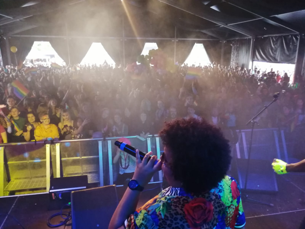Ik had 3 boekingen, eerst de Pride Walk, toen de Pride Park wat TE GEK was en de afterparty van Rainbow Night als MC van Malefunktion waar de bekende drags van Rupauls Dragrce: Detox, Darienne Lake, Lady Bunny, Bianca del Rio en onze eigen Envy Peru hebben opgetreden. Ik treed wel vaker op na een optreden van Bianca dus is dat wel tof om haar weer te zien elke keer. Gewoon een eer om dit te mogen doen. En wat was het fijn om onze dansers en vrienden Ingereau en Thomas erbij te hebben. Het publiek zo enorm opgehyped! 