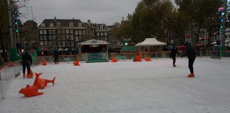 Het Rembrandtplein is helemaal klaar voor de schaatspret