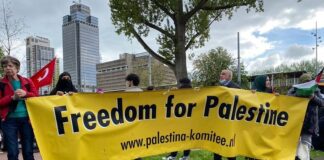 Duizenden mensen demonstreren om solidariteit aan Palestina te uiten Duizenden mensen demonstreren om solidariteit aan Palestina te uiten